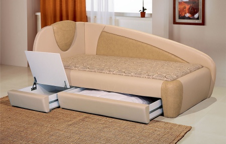 Тахта Угловая Лейла с Ящиком для Хранения и Матрасом/Разные Цвета 900 х 2000 мм