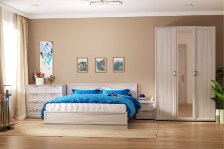 Спальный Гарнитур "Бьянка" МДФ Ясень Анкор Светлый