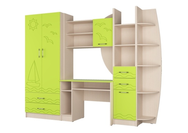 Детский Гарнитур Юниор-2 Стенка МДФ (Ш-2550 х В-2000 х Г-520 мм)/Разные Цвета