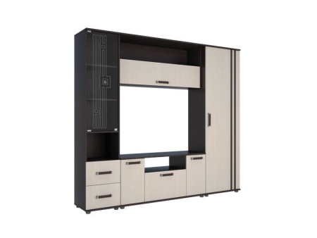 Гостиная Арктика-7 Венге/Дуб Молочный (Д-2200 х В-1950 х Г-393 мм)