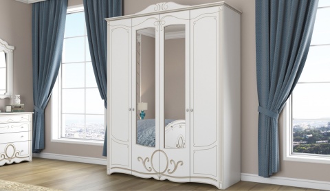 Спальный Гарнитур Барбара Белый/Патина Золото