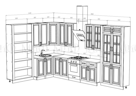 Кухонный Гарнитур Угловой Элит №3 2400 х 3800 мм (Высота Верхних Ящиков-900 мм)/Разные Цвета