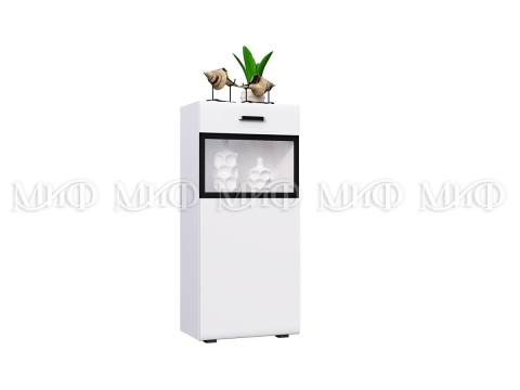 Шкаф со Стеклом  Рим МДФ Белый Глянец (Ш-550 мм x В-1220 мм x Г-346 мм)