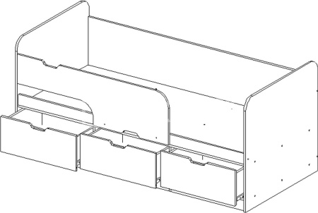 Детская Кровать Юнга-9 МДФ (Ш-800 x В-850 x Д-1632/1833 мм)/Разные Цвета