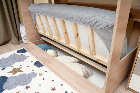 Двухъярусная кровать с диван-кроватью серый / дуб сонома